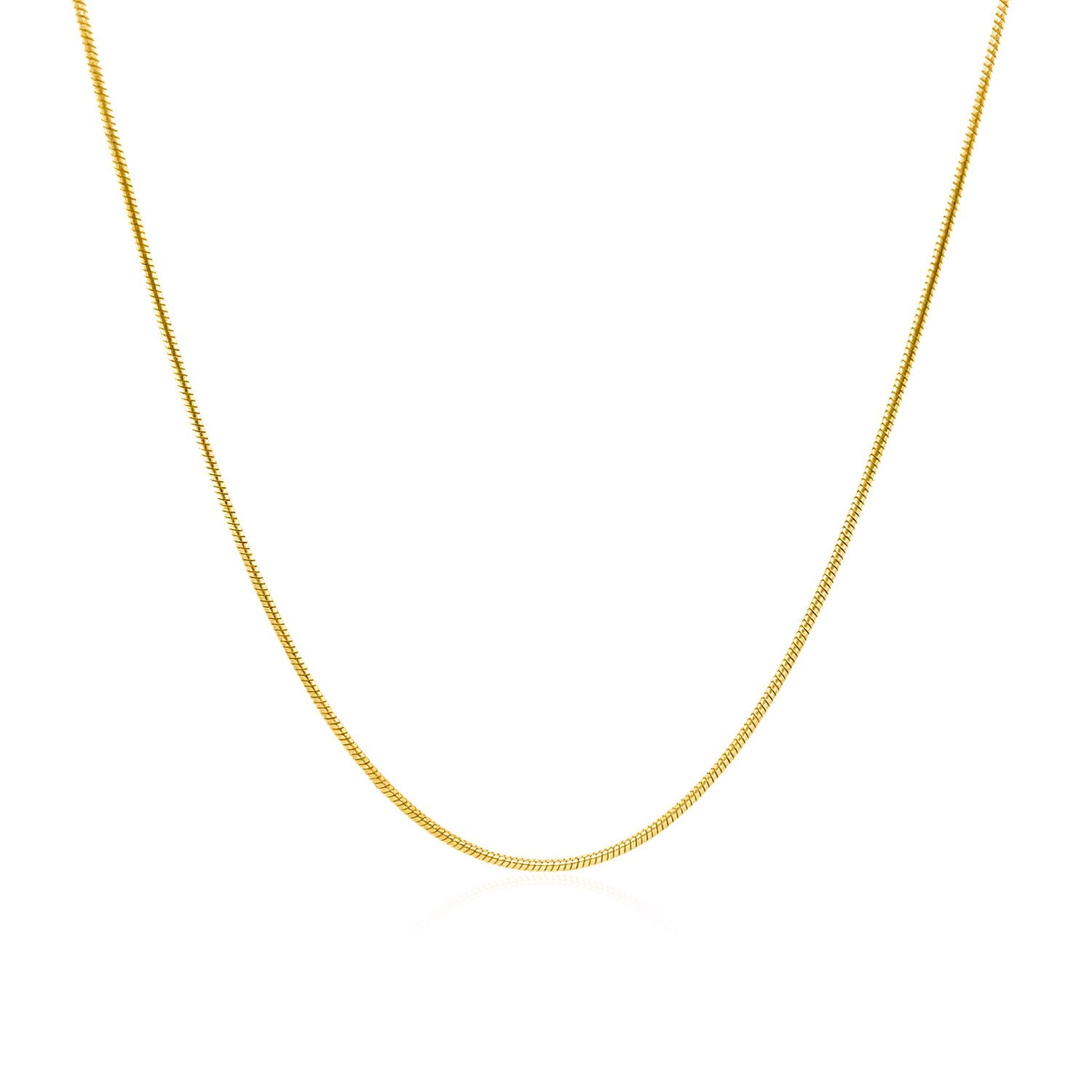 14k Yellow Gold Round Snake Chain (0.90 mm) in a sleek high-contrast midnight luxury editorial style
